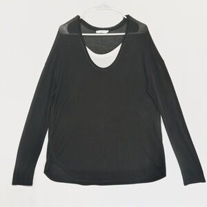 Vince Long Sleeve Tee Semi Sheer Casual Top Womens M Black White